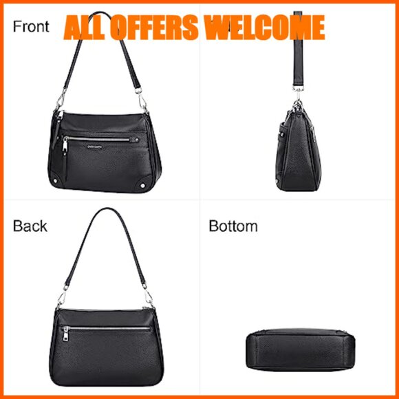 Genuine Leather Crossbody Bag with Multi Pockets Hobo Shoulder Purse - Picture 5 of 7